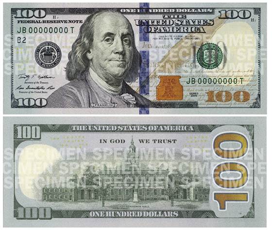 Die nuwe $100-note in Amerika