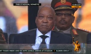 Pres. Jacob Zuma by die gedenkdiens Foto: Skermskoot van regstreekse uitsending van eNCA