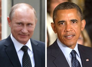 Wladimir Poetin van Rusland en Barack Obama van Amerika