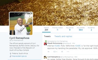 Een van die vals Twitter-profiele in Ramaphosa se naam