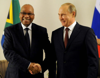 Zuma en Poetin tydens die Brics-beraad. Foto: GCIS
