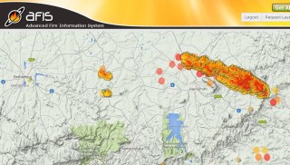 Dié kaart dui die brande in die gebied aan (AFIS: southernafrica.afis.co.za)