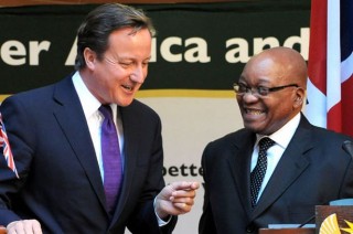 David Cameron, eerste minister van Engeland en president Jacob Zuma tydens 'n vorige geleentheid Foto: Rex via Mirror