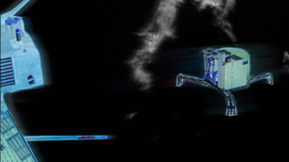 ‘n Kunstenaarsvoorstelling van Philae wat sy moedertuig verlaat om op die komeet te gaan land. (ESA-webwerf)