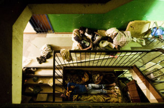 Vlugtelinge slaap op die trappe van die Metodiste-kerk in Johannesburg Foto: Austin Andrews, Dokters Sonder Grense