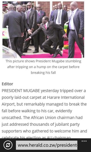 Só het die Zimbabwe Herald oor die voorval berig. 