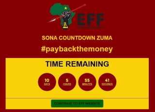 Die horlosie op die EFF se webwerf