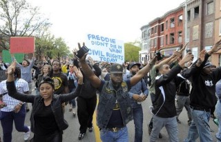 Betogings in Baltimore (VSA) Foto: realclearpolitics.com