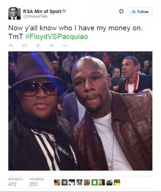 Fikile Mbalula en Floyd "Money" Mayweather Foto: Fikile Mbalula, Twitter