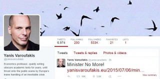 'n Skermskoot van Varoufakis se Twitter-profiel. 