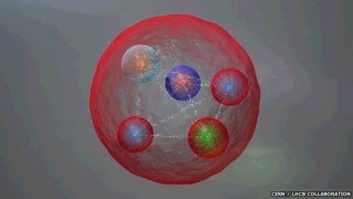 Grafiese voorstel van die moontlike uitleg van die subatomiese partikel Foto: CERN