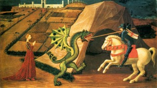 Een van die talle afbeeldings van St Joris en die draak