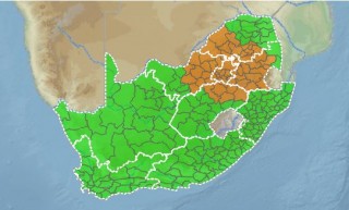Die provinsies wat Woensdag geraak kan word. Foto: Suid-Afrikaanse Weerdiens.
