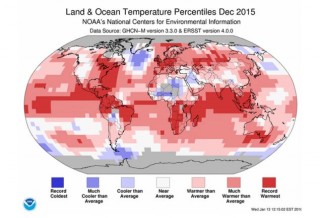 Desember se gemiddelde temperatuur. Foto: NOAA