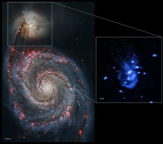 Sterrestelsel 5195 Foto: NASA/CXC/Univ of Texas/E.Schlegel et al; Optical: NASA/STScI 