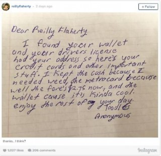 Die brief wat Reilly Flaherty op Instagram gelaai het