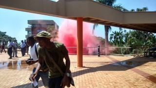 'n Vroeëre betoging by die Universiteit van KwaZulu-Natal. Foto: Twitter via @UKZNFMF