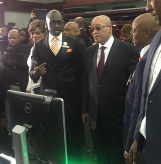 Pres. Jacob Zuma tydens die bekendstelling van die eChannel-loodsprojek. Foto: Twitter via @PresidencyZA