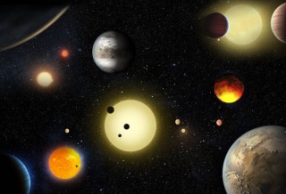 Kunstenaarsvoorstel van planetêre ontdekkings deur die Kepler-teleskoop Grafika: NASA/W. Stenzel