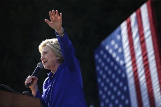 Hillary Clinton Maandag in Los Angeles. Foto: AP Photo/John Locher