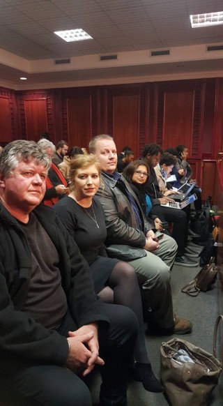 Foeta Krige, Suna Venter en Jacques Steenkamp Dinsdag (26 Julie 2016) in die arbeidshof in Johannesburg. Foto: Facebook