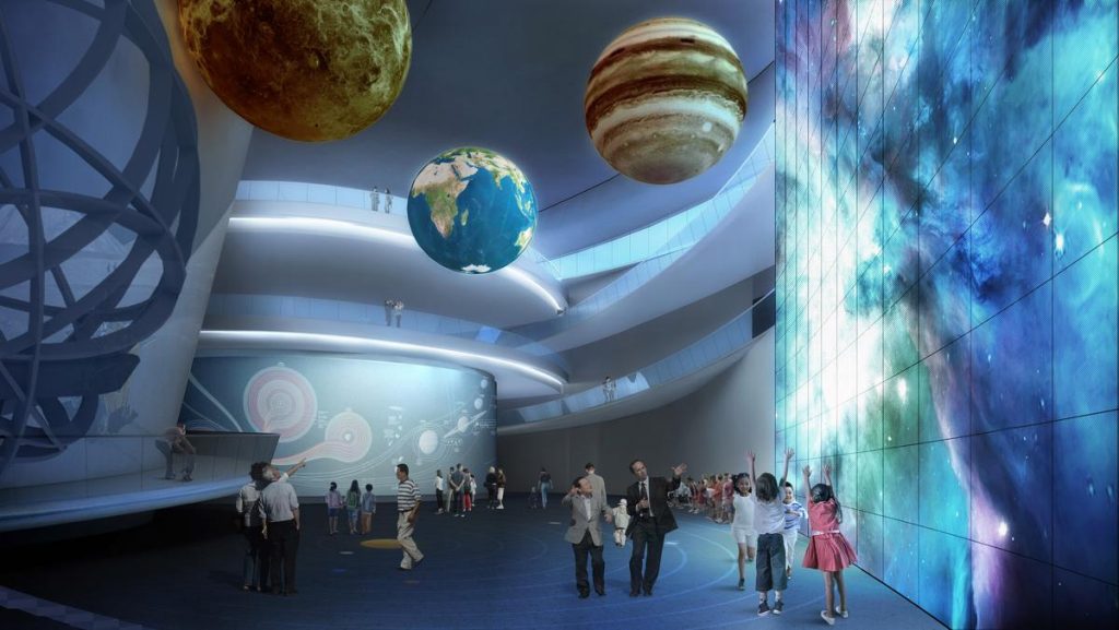 ŉ Gedeelte van die nuwe planetarium in Shanghai in China. Die planetarium beslaan 38 164 vierkante meter. Foto: Xinhua