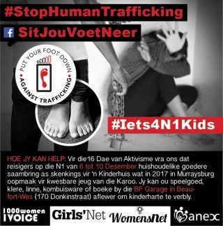 Sit jou voet neer se 16 dae-aktivisme teen mensehandel (Foto: Verskaf)