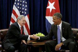 Amerikaanse president Barack Obama en president van Kuba, Raul Castro 