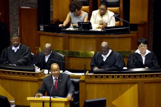 Pres. Jacob Zuma tydens sy staatsrede op 9 Februarie 2017 (Foto: Ngizozo Jiyane, GCIS)